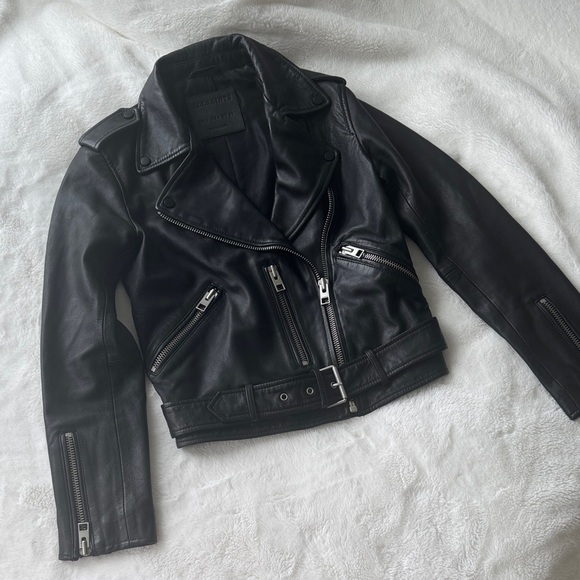 ALL SAINTS Balfern Leather Biker Jacket - Picture 4 of 13